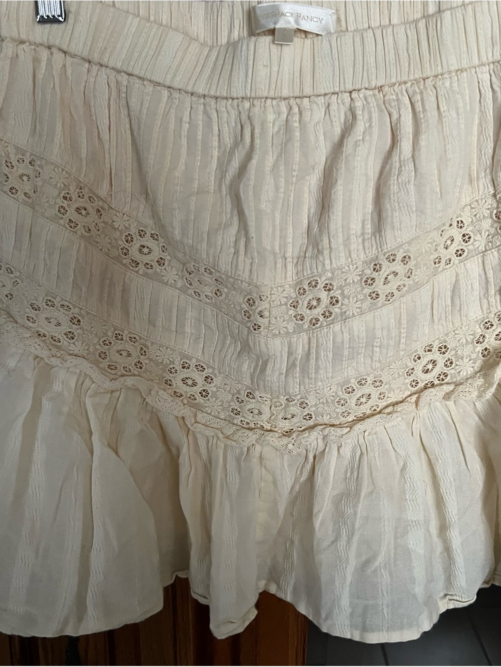 LoveShackFancy Cream Eyelet Tiered Skirt - Picture 5 of 11